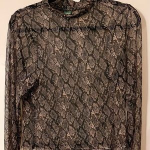 Long sleeve mesh mock neck top